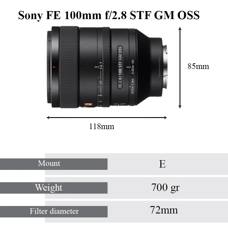  Size Guid (Sony FE 100mm f2.8 STF GM OSS)